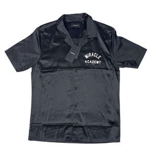 NAHMIAS Miracle Academy Mens Small Silk Button Down Black Shirt Streetwear $695